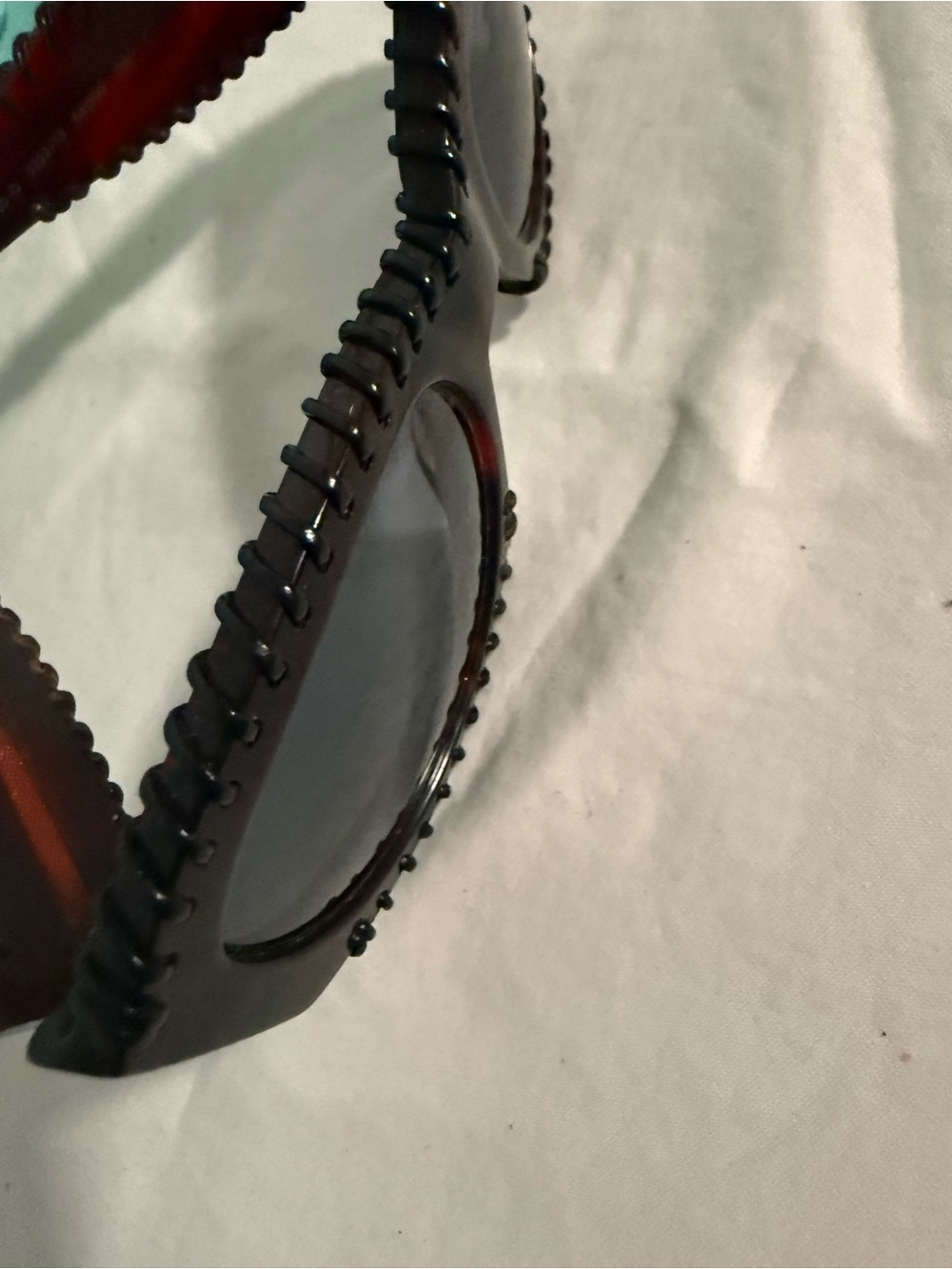 Burberry Dark Brown Oval Sunglasses with Black leather Trim! So unique! - Picture 8 of 12